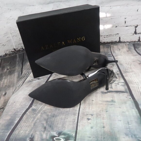 AZALEA WANG AKIRA MADAM-5 CLEAR WITH BLACK POINTED TOE SEXY PUMPS SIZE 10 - Picture 5 of 6